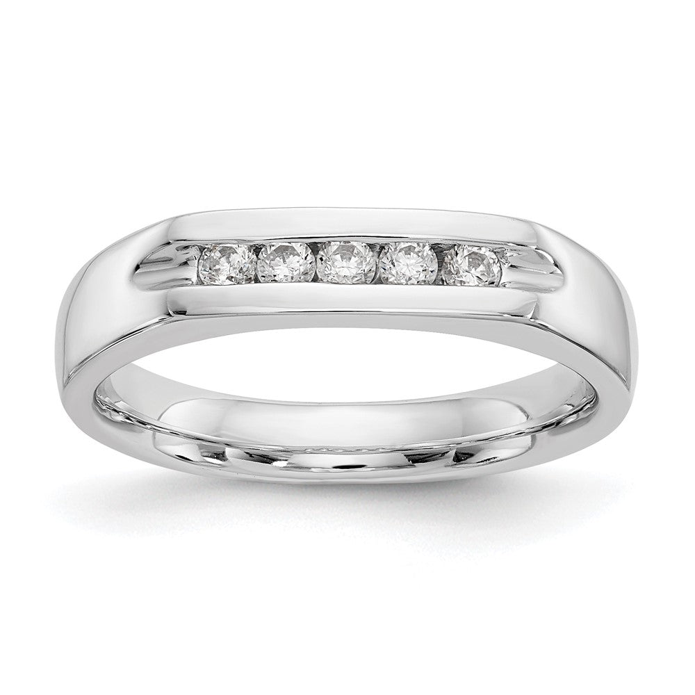14K White Gold 5-Stone 1/5 carat Round Diamond Complete Channel Band