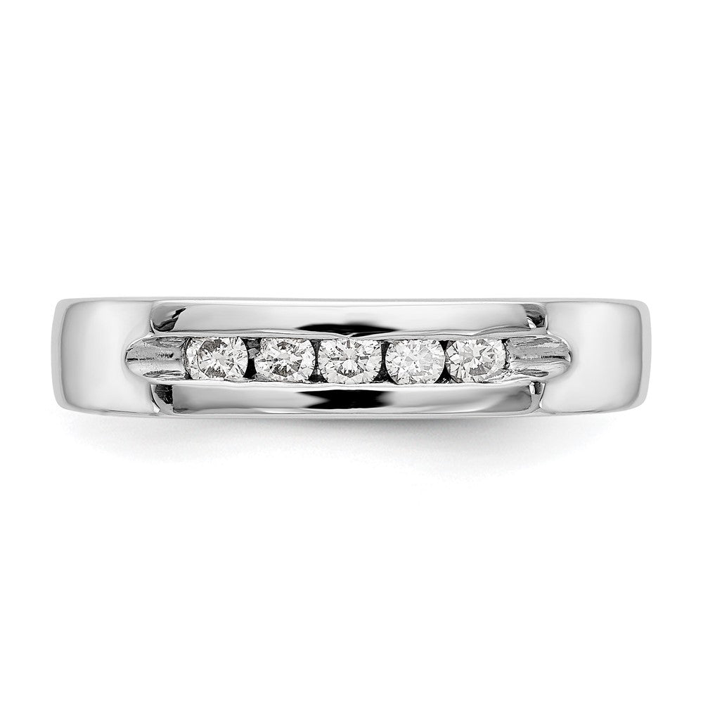 14K White Gold 5-Stone 1/4 carat Round Diamond Complete Channel Band
