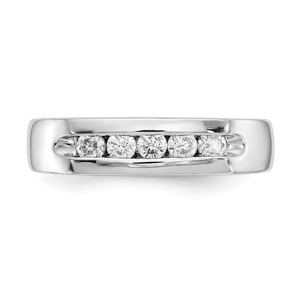 14K White Gold 5-Stone 1/3 carat Round Diamond Complete Channel Band