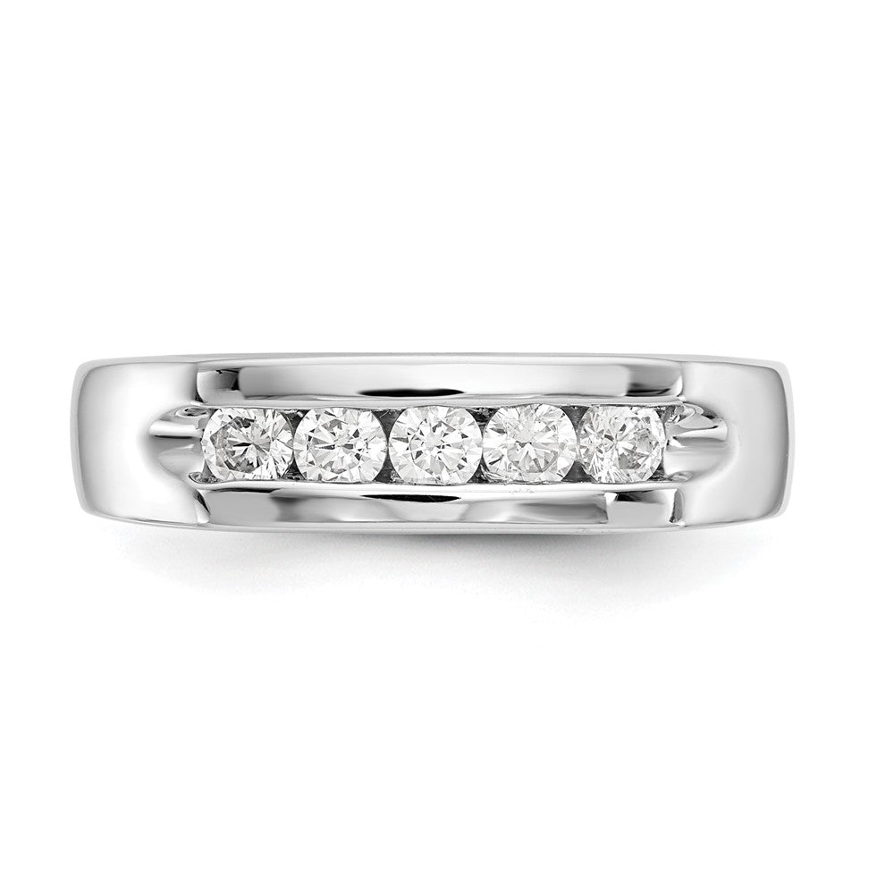 14K White Gold 5-Stone 3/8 carat Round Diamond Complete Channel Band
