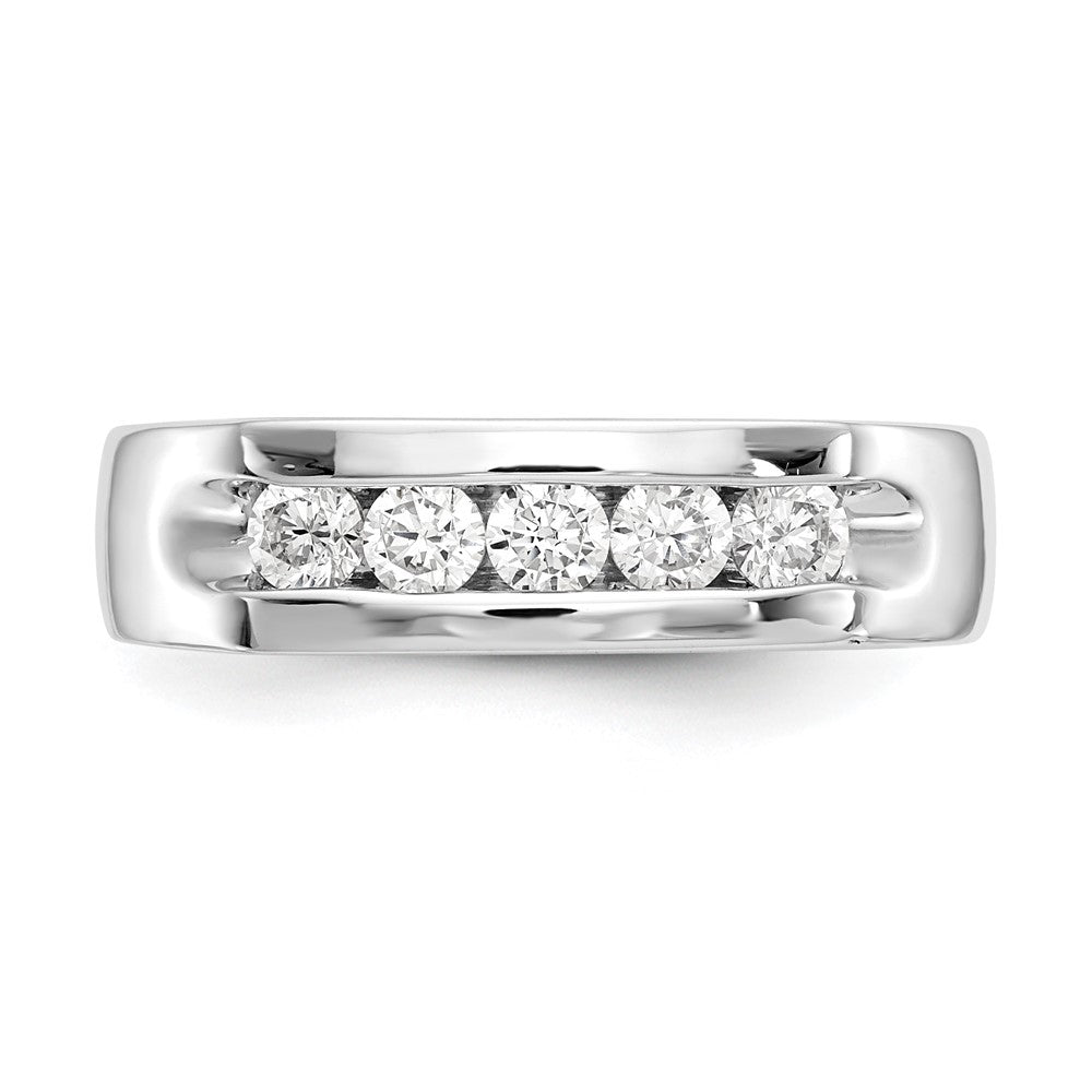 14K White Gold 5-Stone 1/2 carat Round Diamond Complete Channel Band