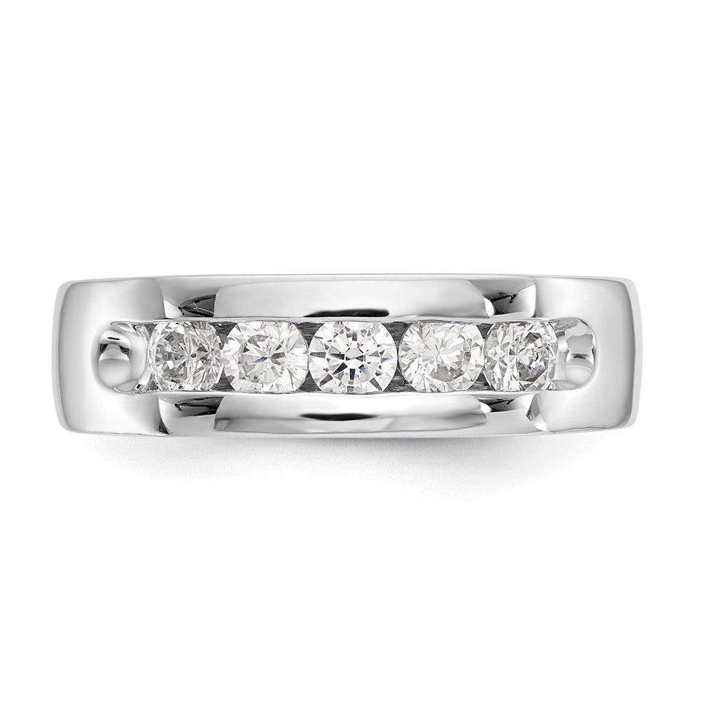 14K White Gold 5-Stone 5/8 carat Round Diamond Complete Channel Band