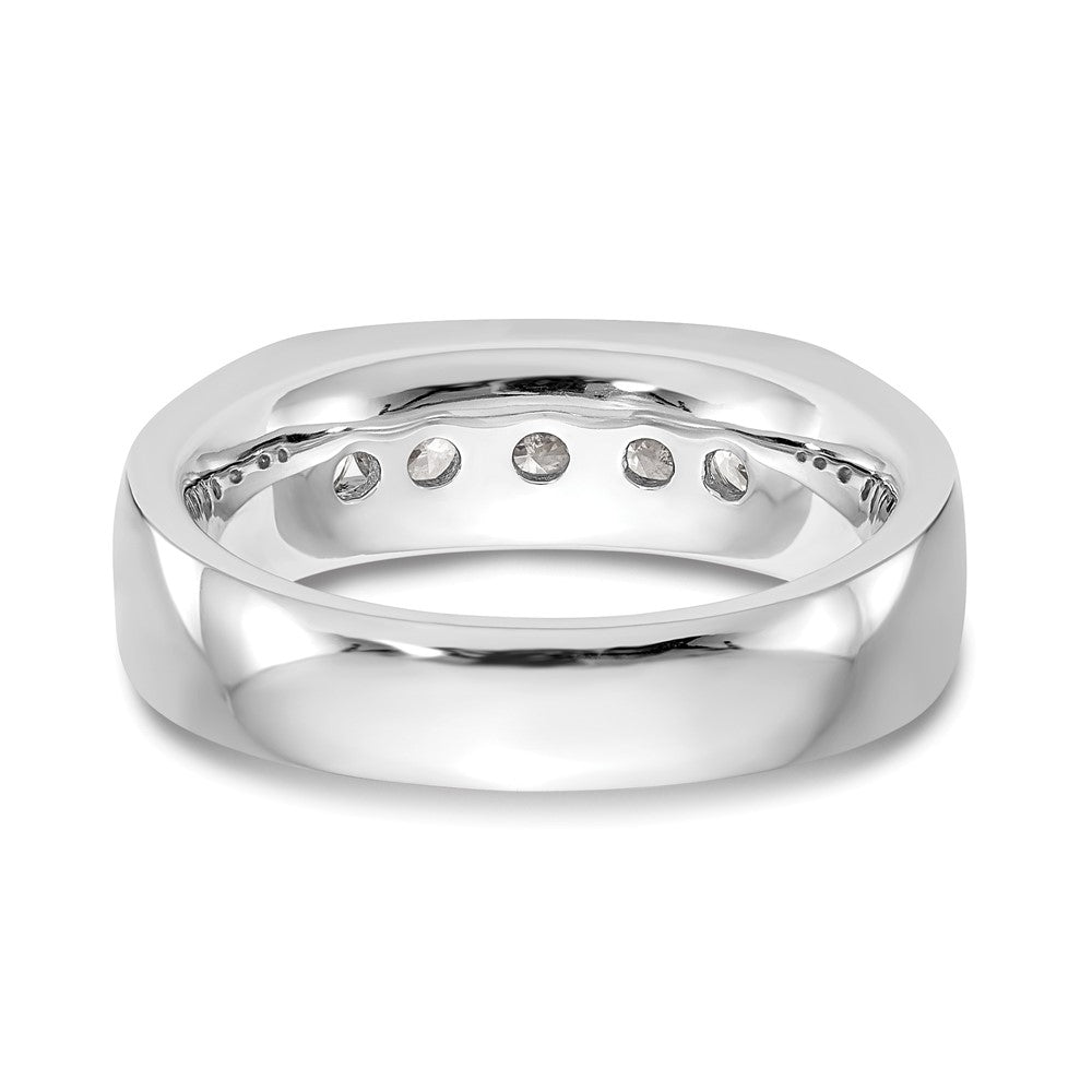14K White Gold 5-Stone 5/8 carat Round Diamond Complete Channel Band