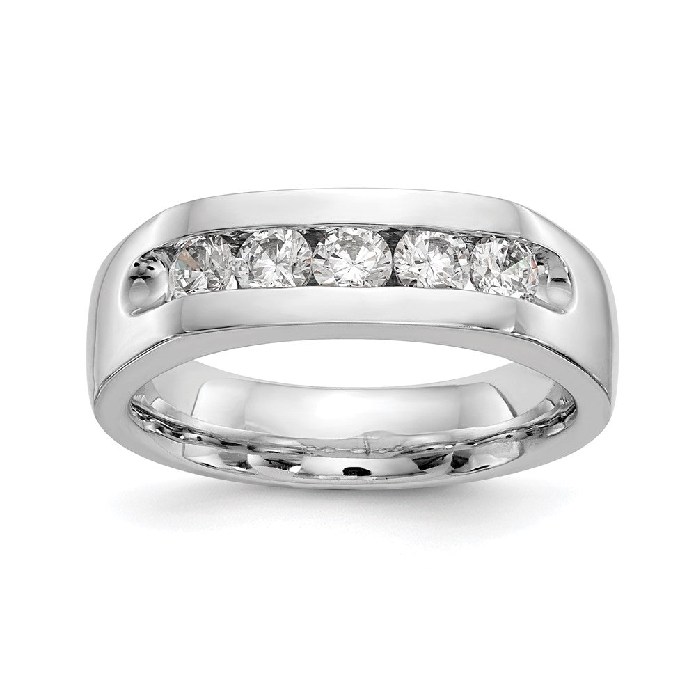 14K White Gold 5-Stone 5/8 carat Round Diamond Complete Channel Band
