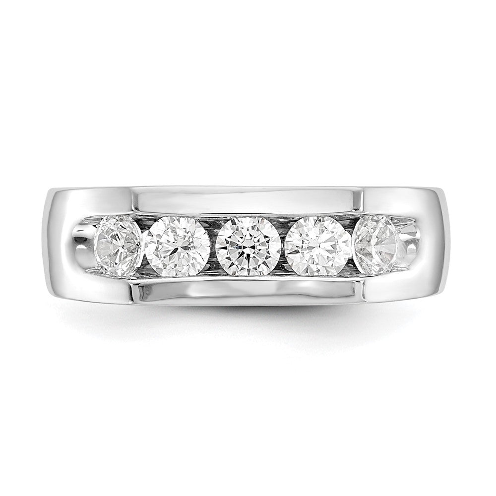 14K White Gold 5-Stone 3/4 carat Round Diamond Complete Channel Band