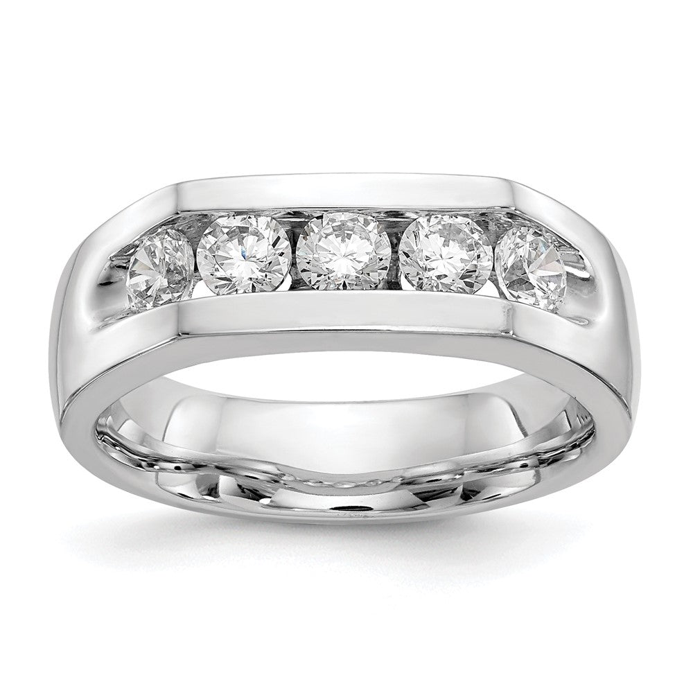 14K White Gold 5-Stone 3/4 carat Round Diamond Complete Channel Band