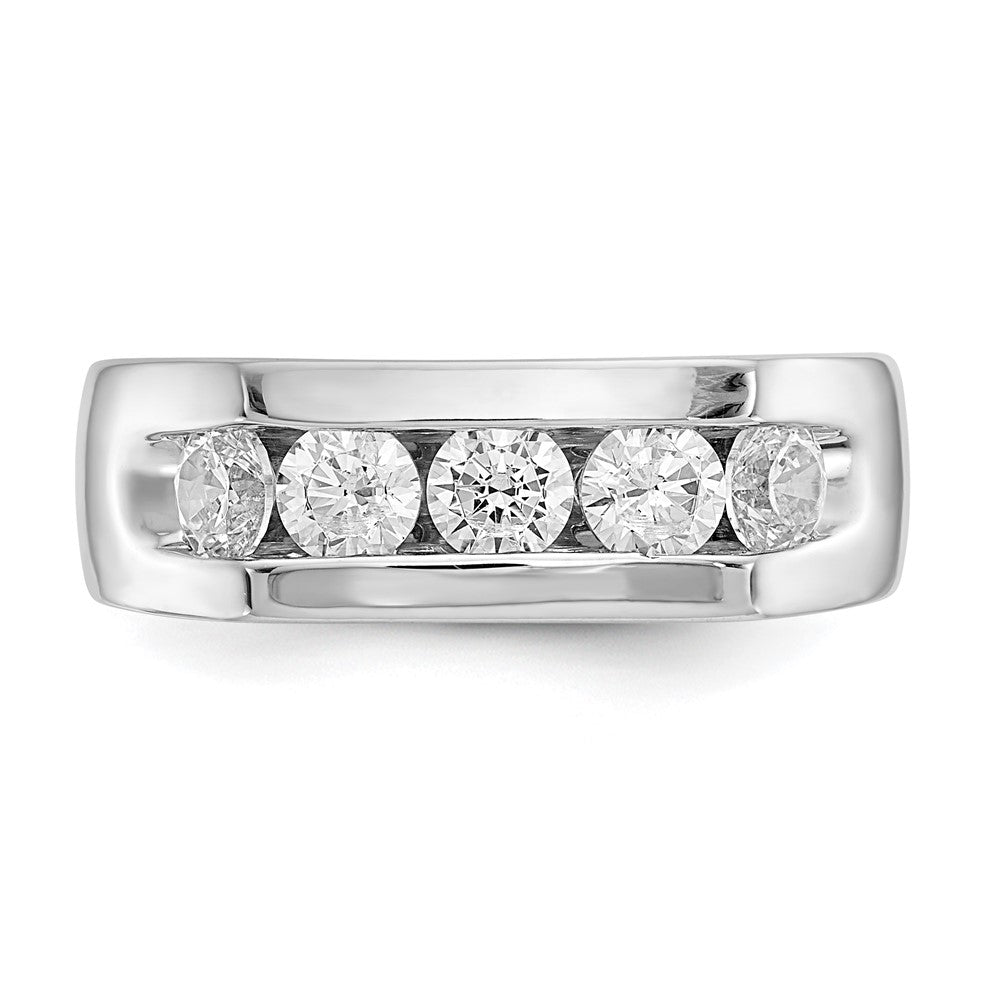 14K White Gold 5-Stone 1 carat Round Diamond Complete Channel Band