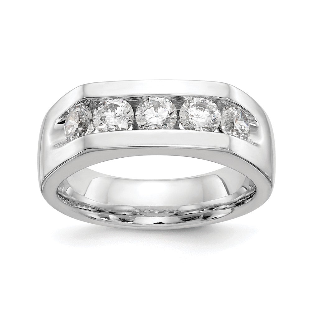 14K White Gold 5-Stone 1 carat Round Diamond Complete Channel Band