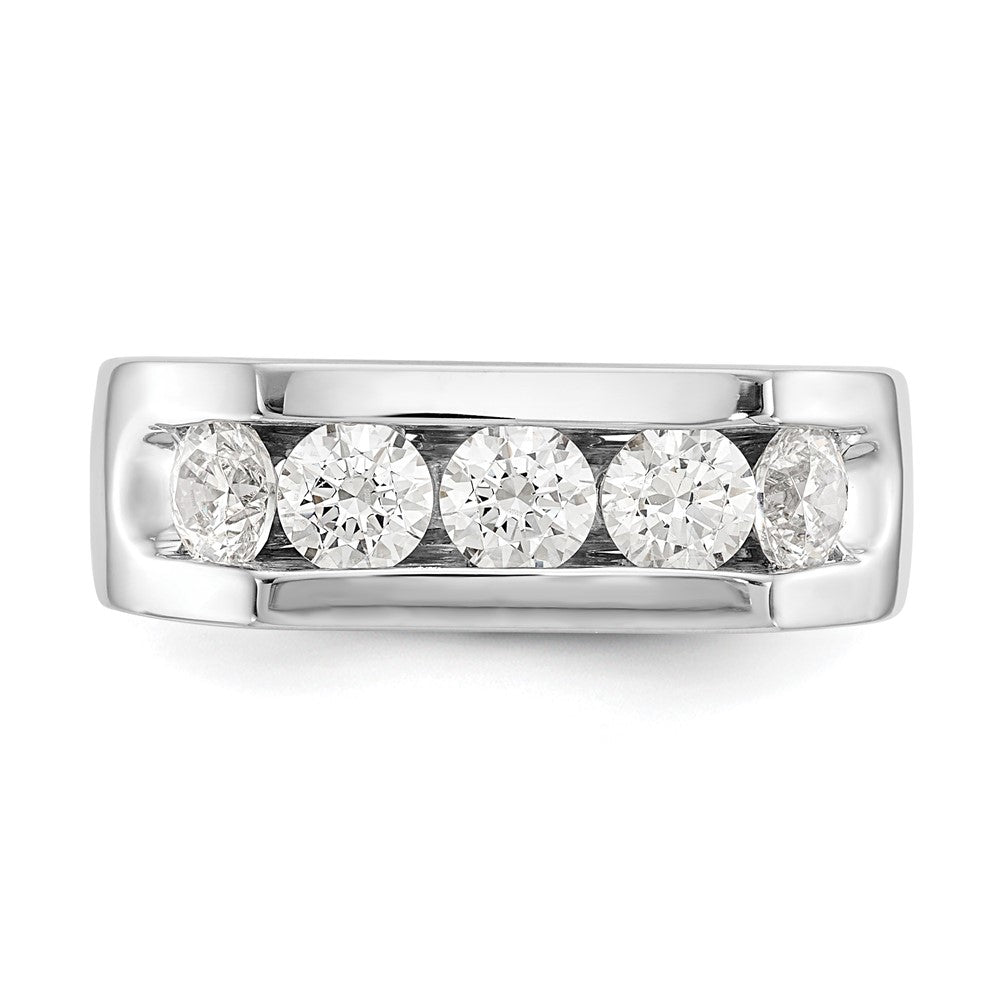 14K White Gold 5-Stone 1.25 carat Round Diamond Complete Channel Band