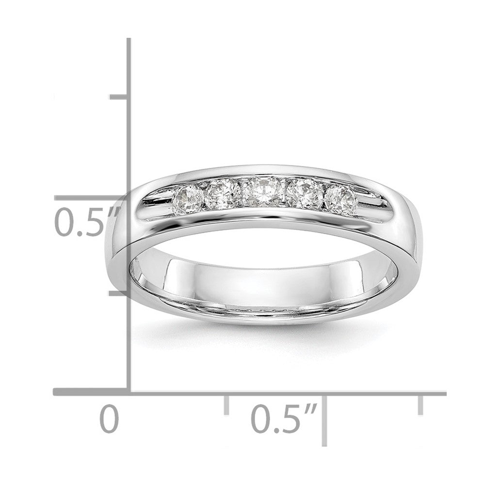 14K White Gold 5-Stone 1/4 carat Round Diamond Complete Channel Band
