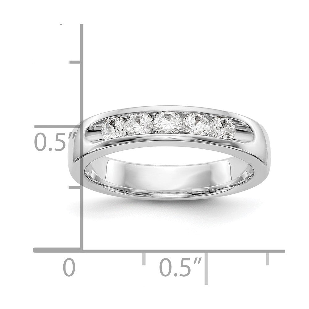 14K White Gold 5-Stone 1/2 carat Round Diamond Complete Channel Band