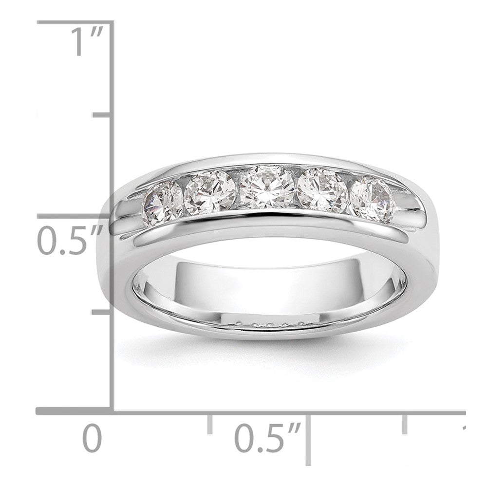 14K White Gold 5-Stone 1 carat Round Diamond Complete Channel Band