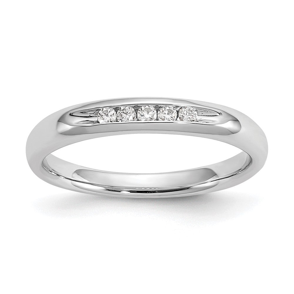 14K White Gold 5-Stone 1/10 carat Round Diamond Complete Channel Band