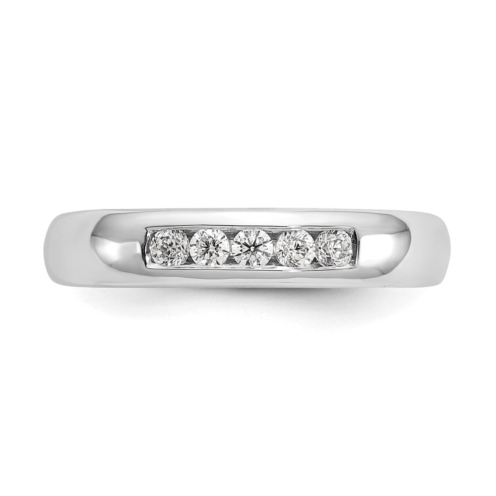 14K White Gold 5-Stone 1/5 carat Round Diamond Complete Channel Band