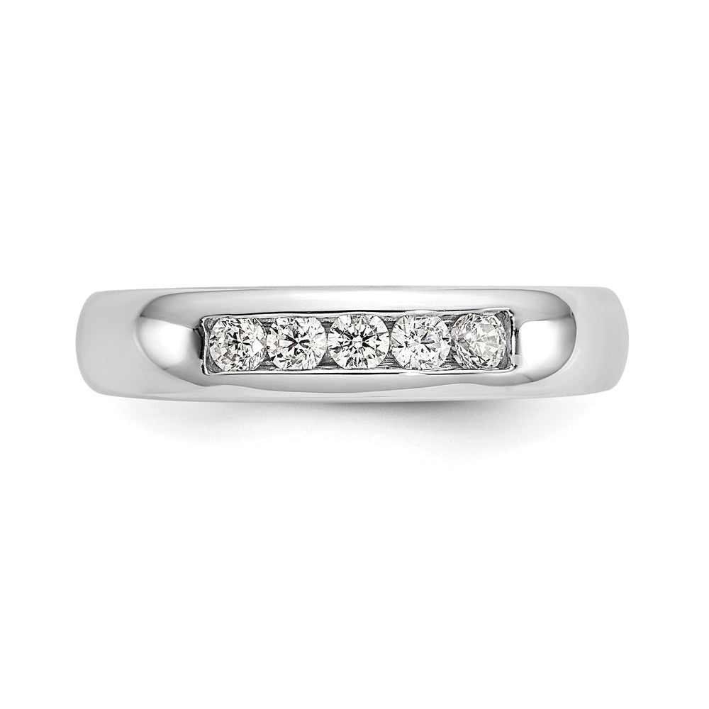 14K White Gold 5-Stone 1/4 carat Round Diamond Complete Channel Band