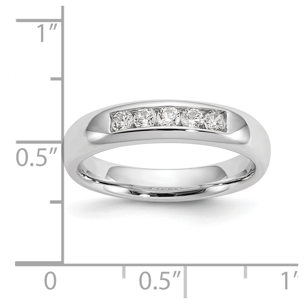 14K White Gold 5-Stone 1/4 carat Round Diamond Complete Channel Band