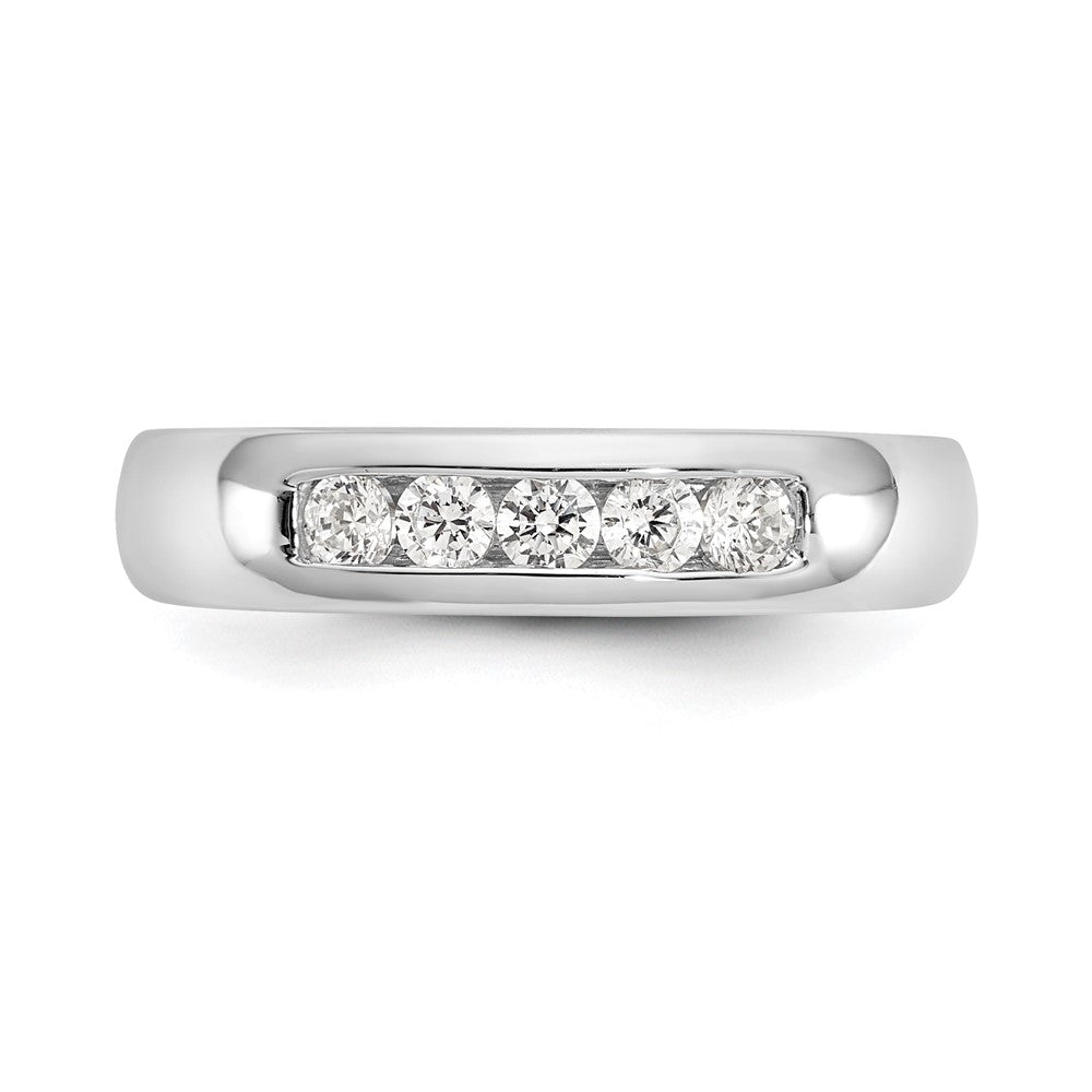 14K White Gold 5-Stone 1/3 carat Round Diamond Complete Channel Band