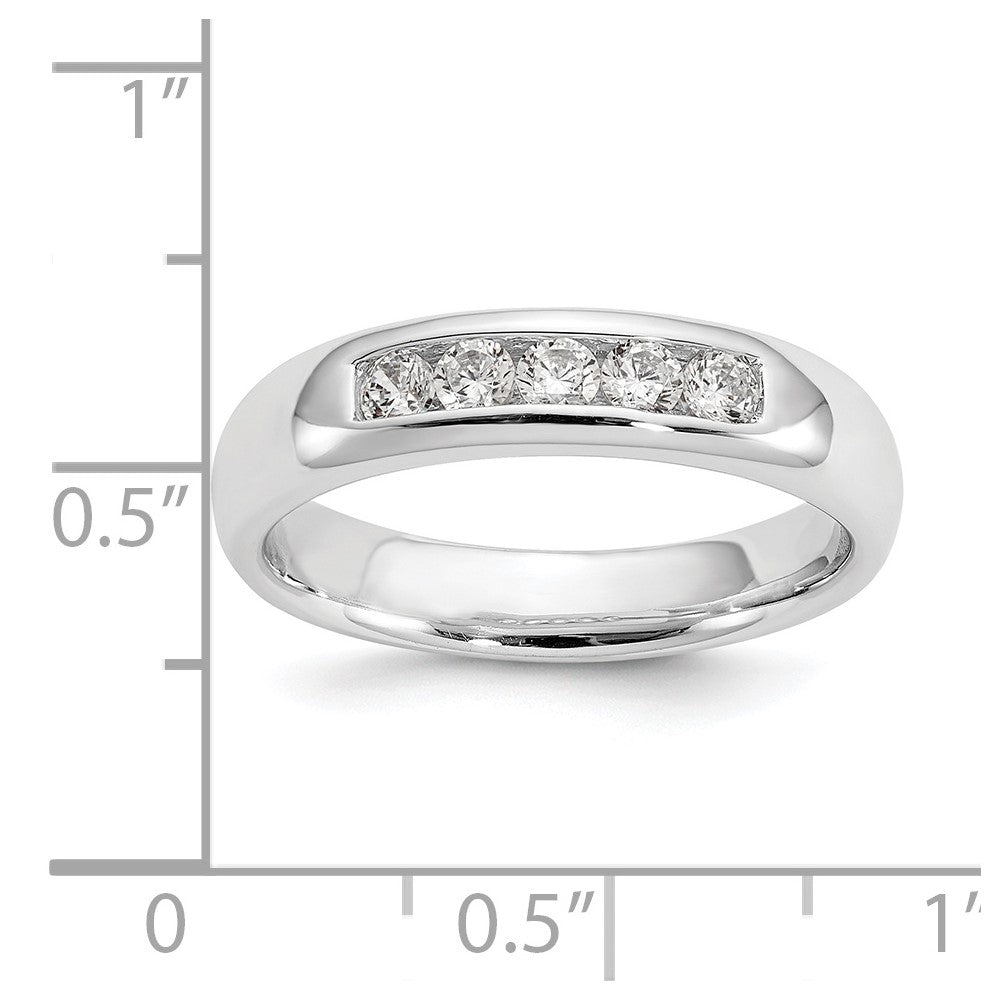 14K White Gold 5-Stone 1/3 carat Round Diamond Complete Channel Band