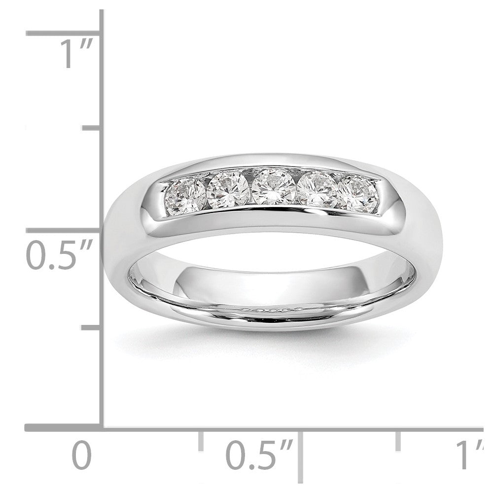 14K White Gold 5-Stone 3/8 carat Round Diamond Complete Channel Band