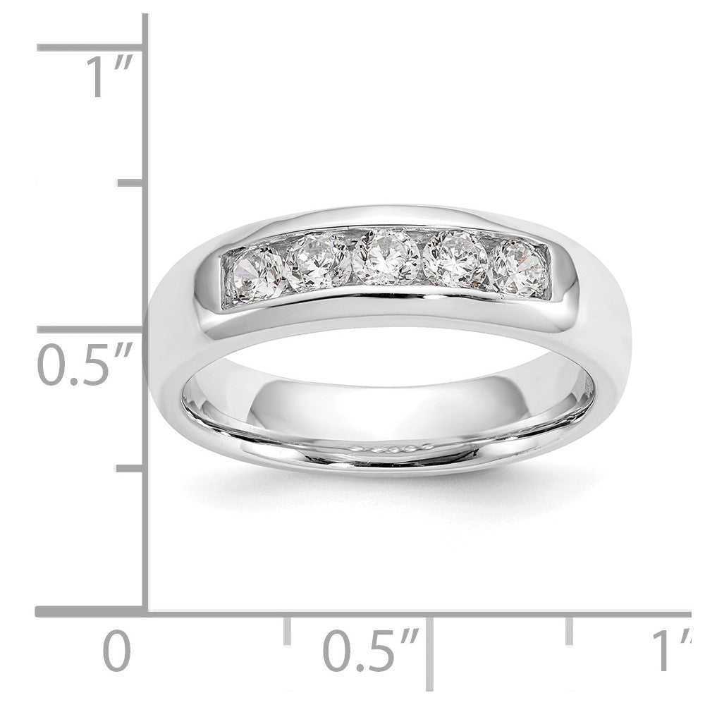 14K White Gold 5-Stone 1/2 carat Round Diamond Complete Channel Band