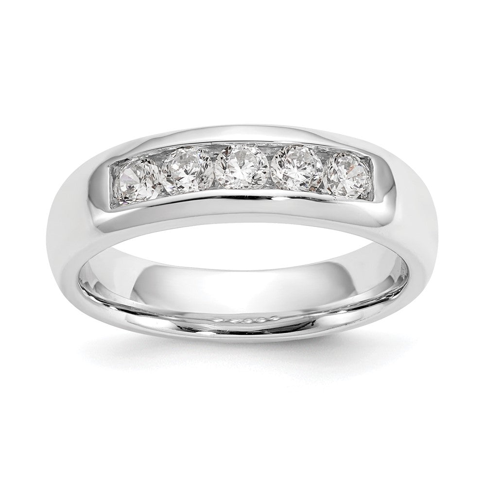 14K White Gold 5-Stone 1/2 carat Round Diamond Complete Channel Band