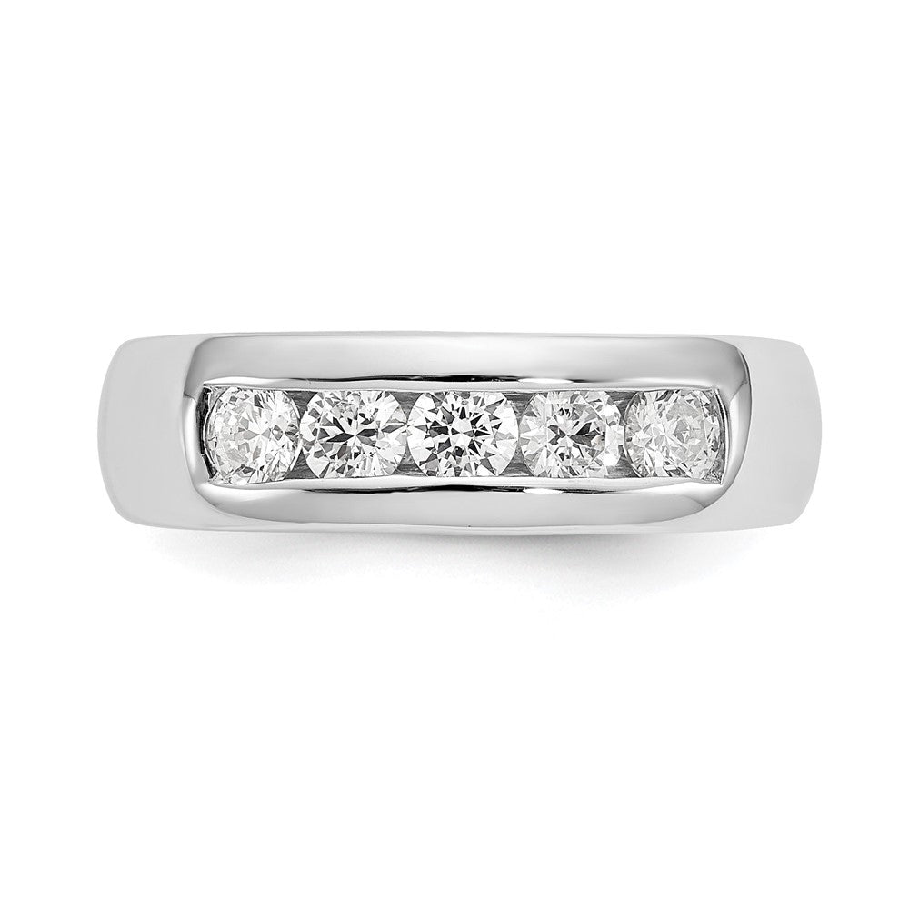14K White Gold 5-Stone 5/8 carat Round Diamond Complete Channel Band