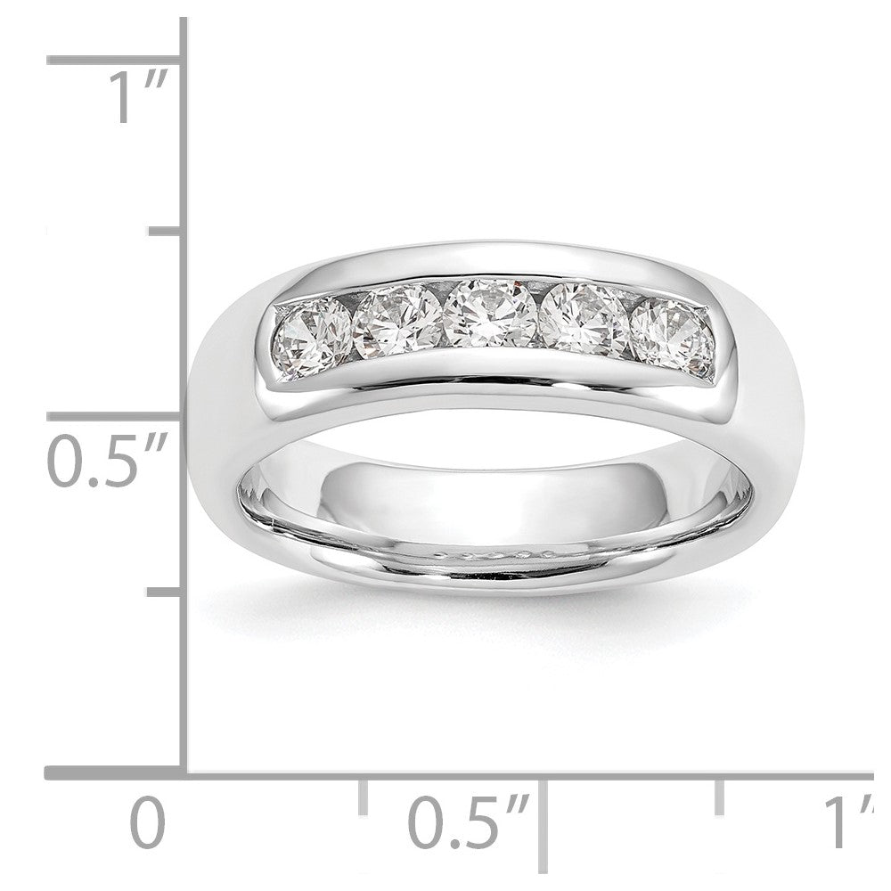 14K White Gold 5-Stone 5/8 carat Round Diamond Complete Channel Band