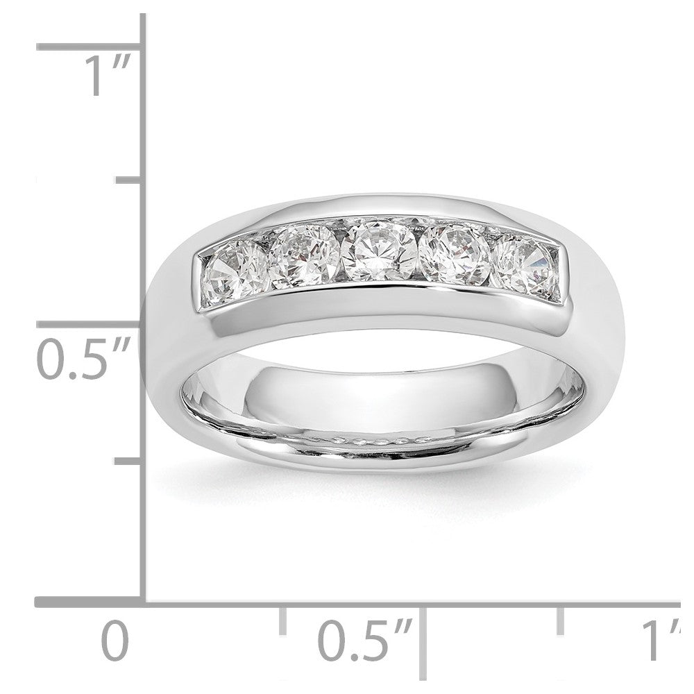 14K White Gold 5-Stone 3/4 carat Round Diamond Complete Channel Band