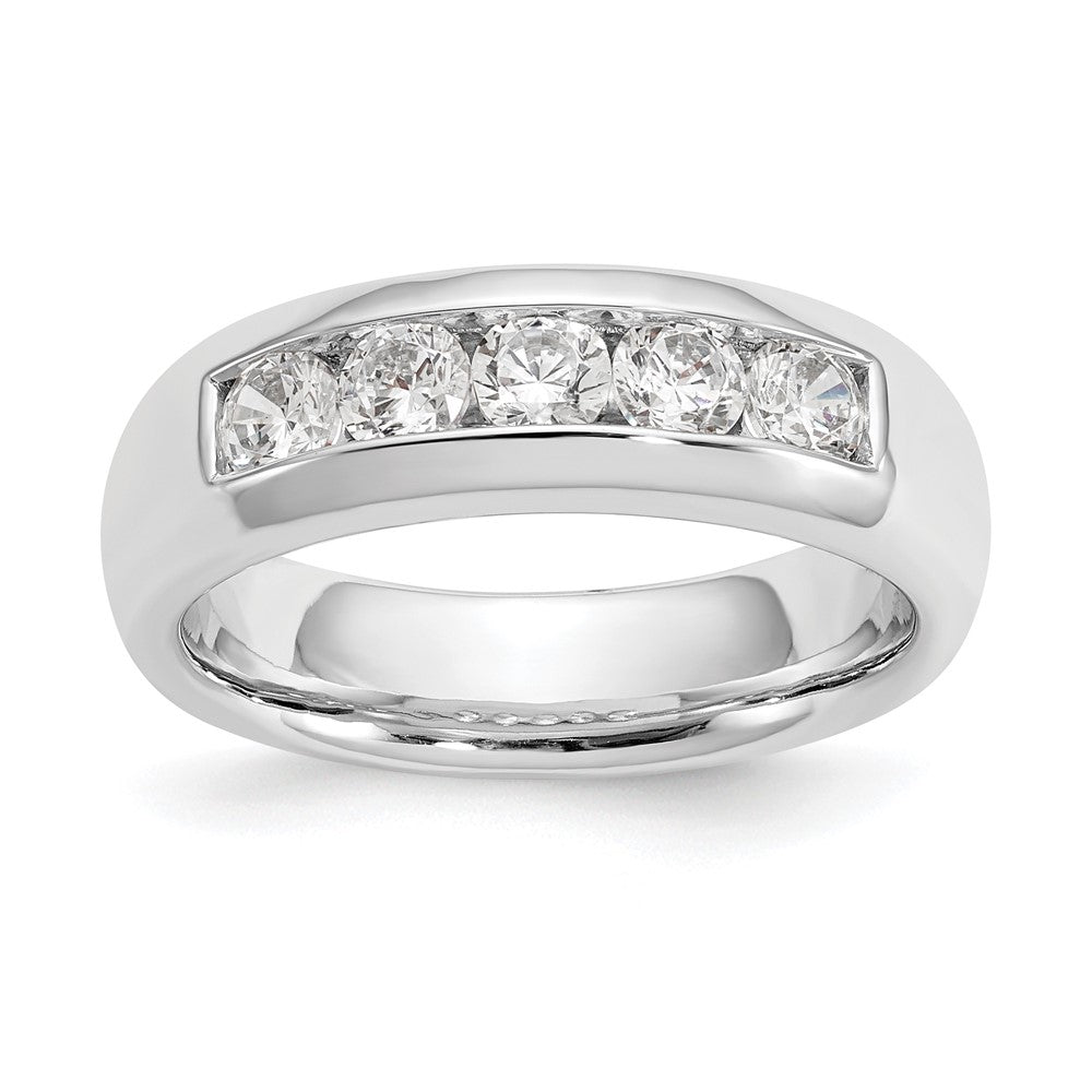14K White Gold 5-Stone 3/4 carat Round Diamond Complete Channel Band