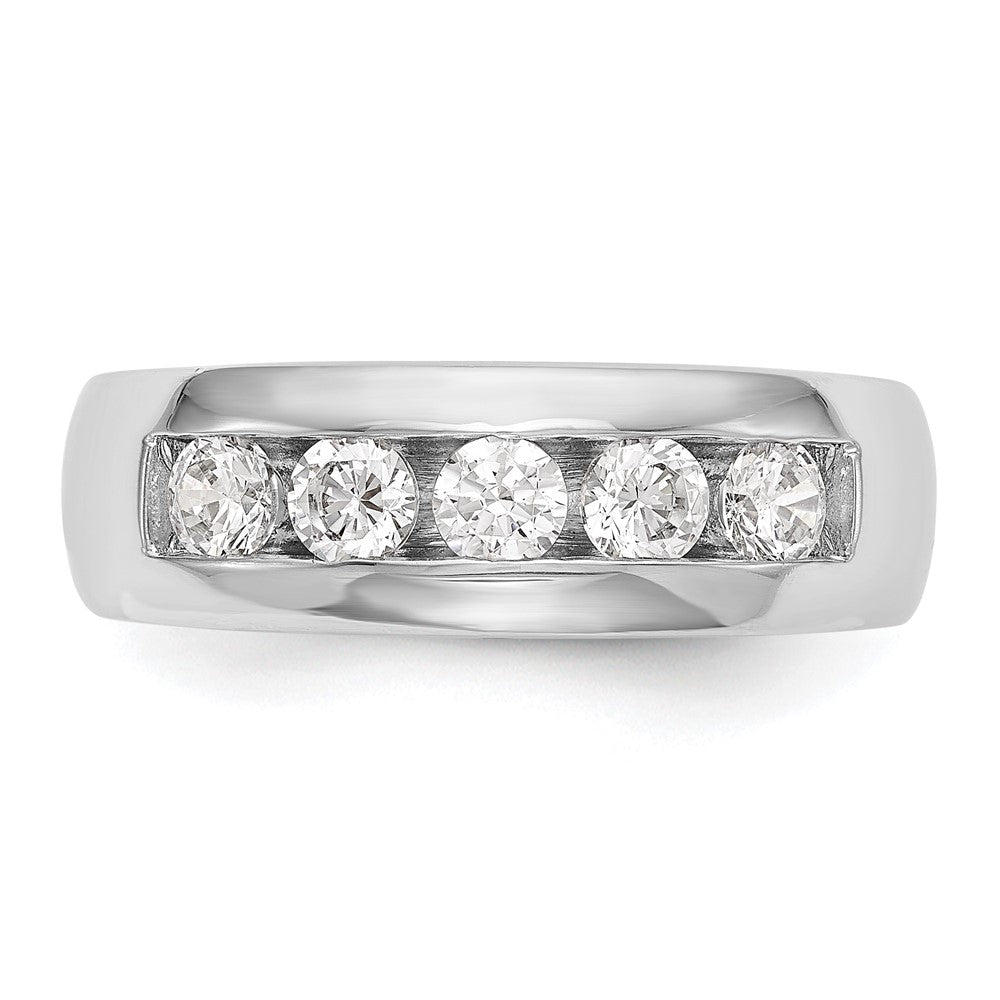 14K White Gold 5-Stone 1 carat Round Diamond Complete Channel Band