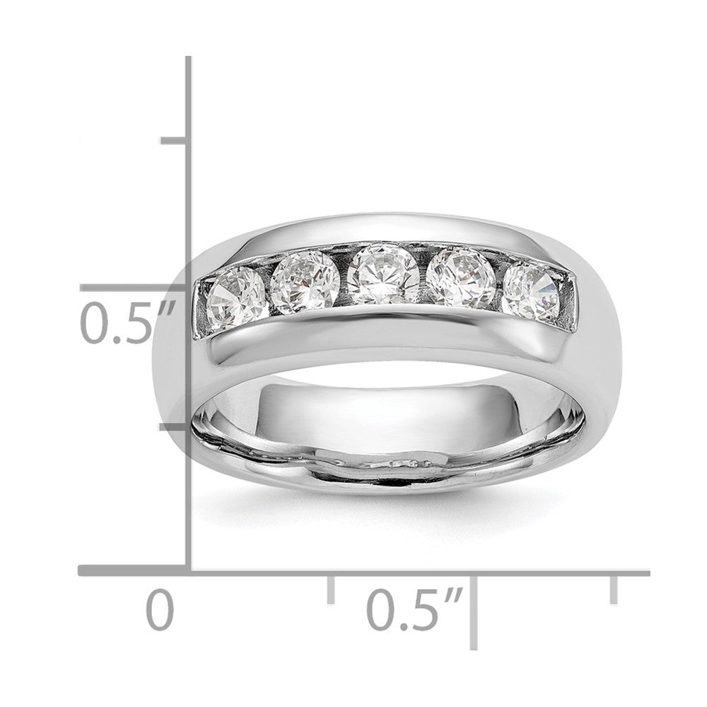 14K White Gold 5-Stone 1 carat Round Diamond Complete Channel Band