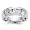 14K White Gold 5-Stone 1 carat Round Diamond Complete Channel Band