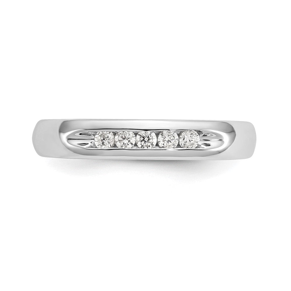 14K White Gold 5-Stone 1/6 carat Round Diamond Complete Channel Band
