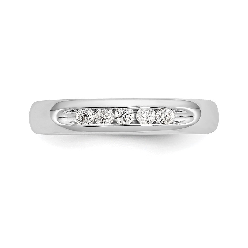 14K White Gold 5-Stone 1/5 carat Round Diamond Complete Channel Band