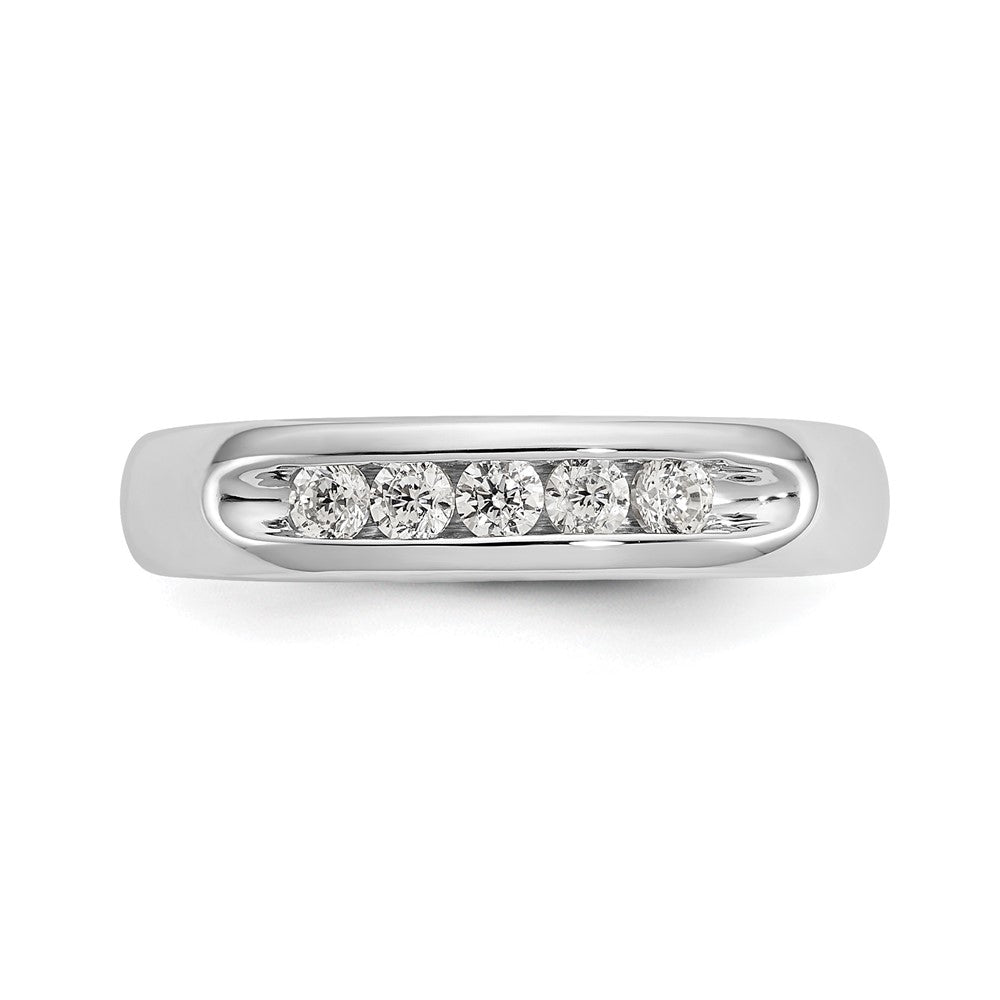 14K White Gold 5-Stone 1/4 carat Round Diamond Complete Channel Band