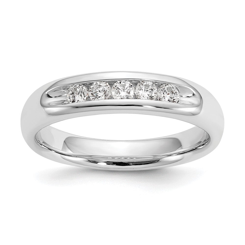 14K White Gold 5-Stone 1/4 carat Round Diamond Complete Channel Band