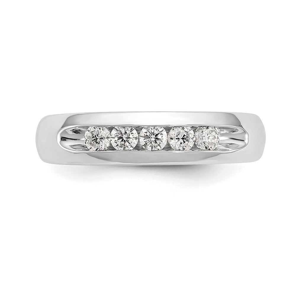 14K White Gold 5-Stone 1/3 carat Round Diamond Complete Channel Band