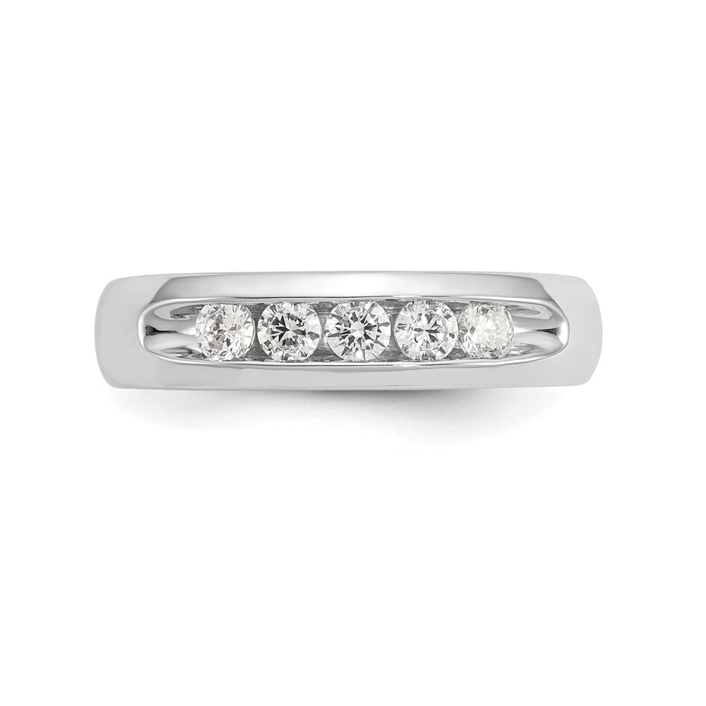 14K White Gold 5-Stone 3/8 carat Round Diamond Complete Channel Band