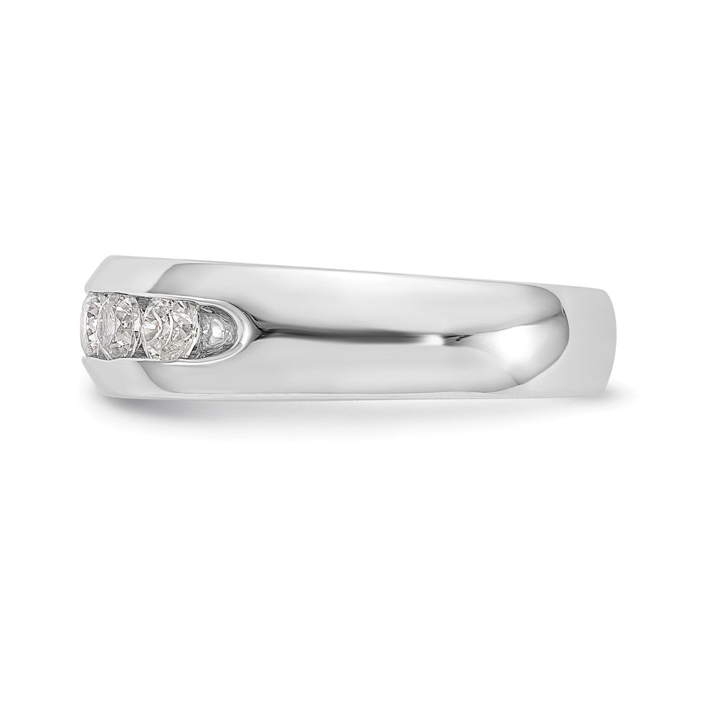 14K White Gold 5-Stone 5/8 carat Round Diamond Complete Channel Band