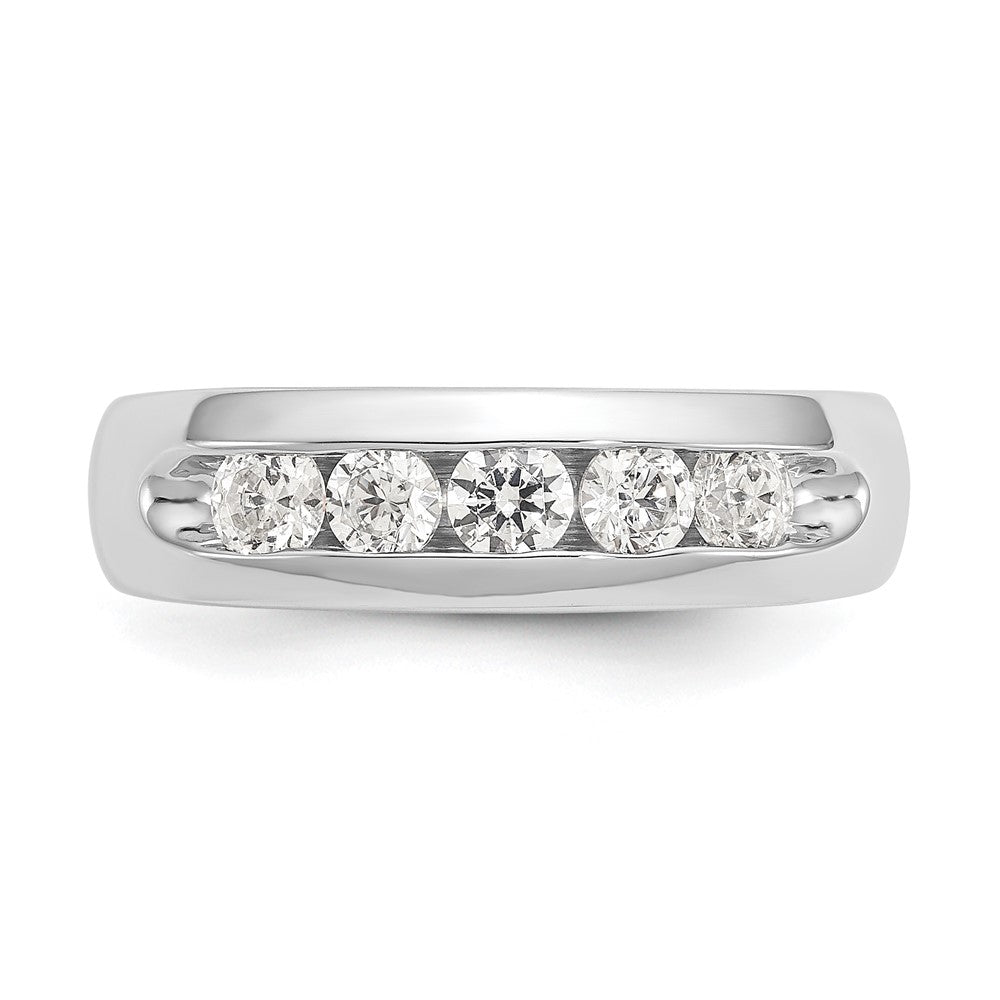 14K White Gold 5-Stone 5/8 carat Round Diamond Complete Channel Band