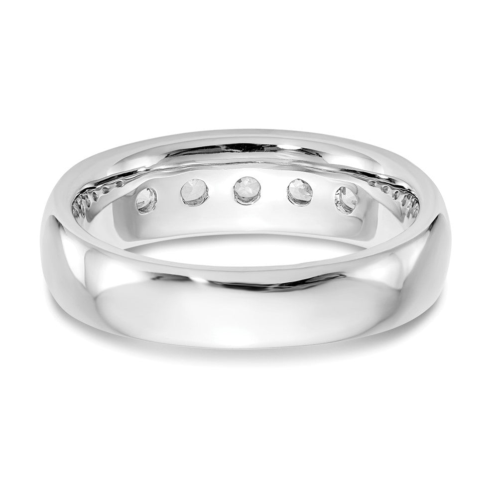 14K White Gold 5-Stone 5/8 carat Round Diamond Complete Channel Band