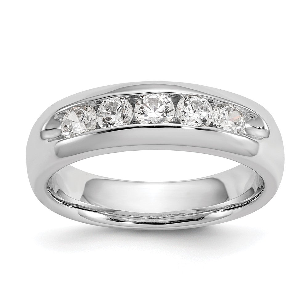 14K White Gold 5-Stone 5/8 carat Round Diamond Complete Channel Band