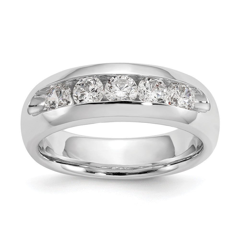 14K White Gold 5-Stone 3/4 carat Round Diamond Complete Channel Band