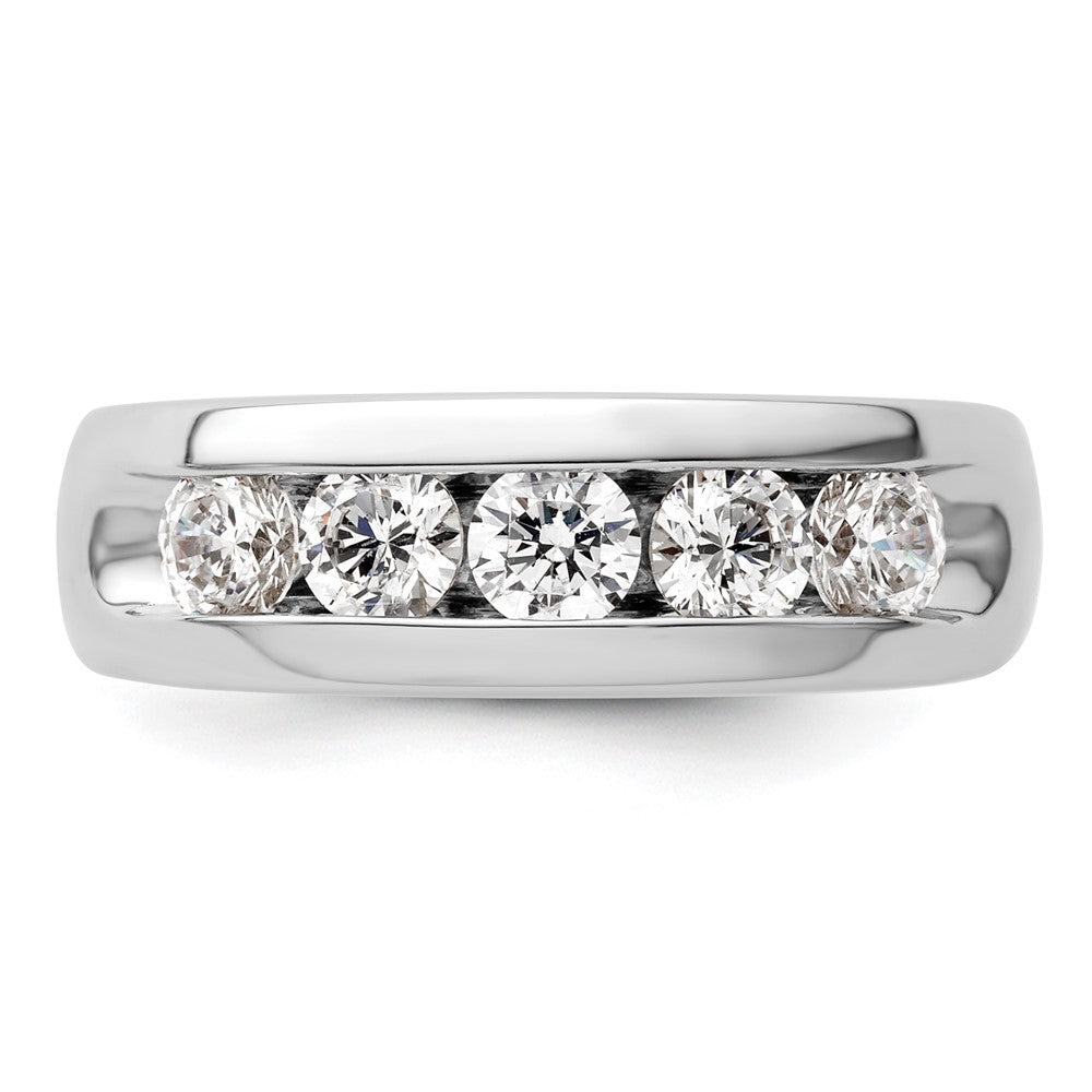 14K White Gold 5-Stone 1 carat Round Diamond Complete Channel Band