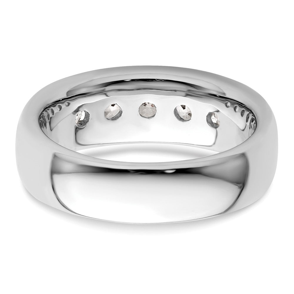 14K White Gold 5-Stone 1 carat Round Diamond Complete Channel Band