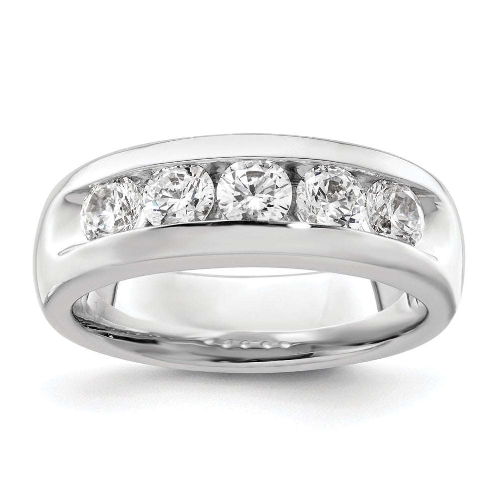 14K White Gold 5-Stone 1 carat Round Diamond Complete Channel Band