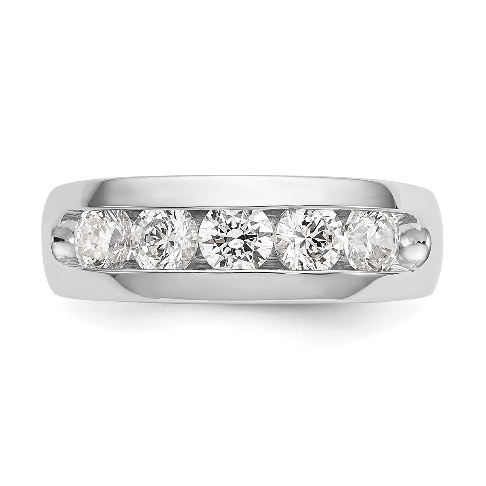 14K White Gold 5-Stone 1.2 carat Round Diamond Complete Channel Band