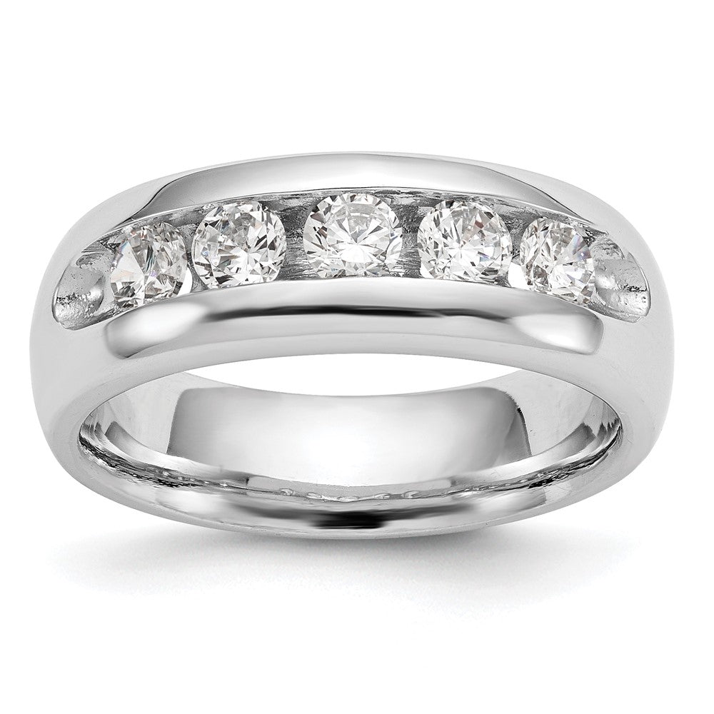 14K White Gold 5-Stone 1.2 carat Round Diamond Complete Channel Band