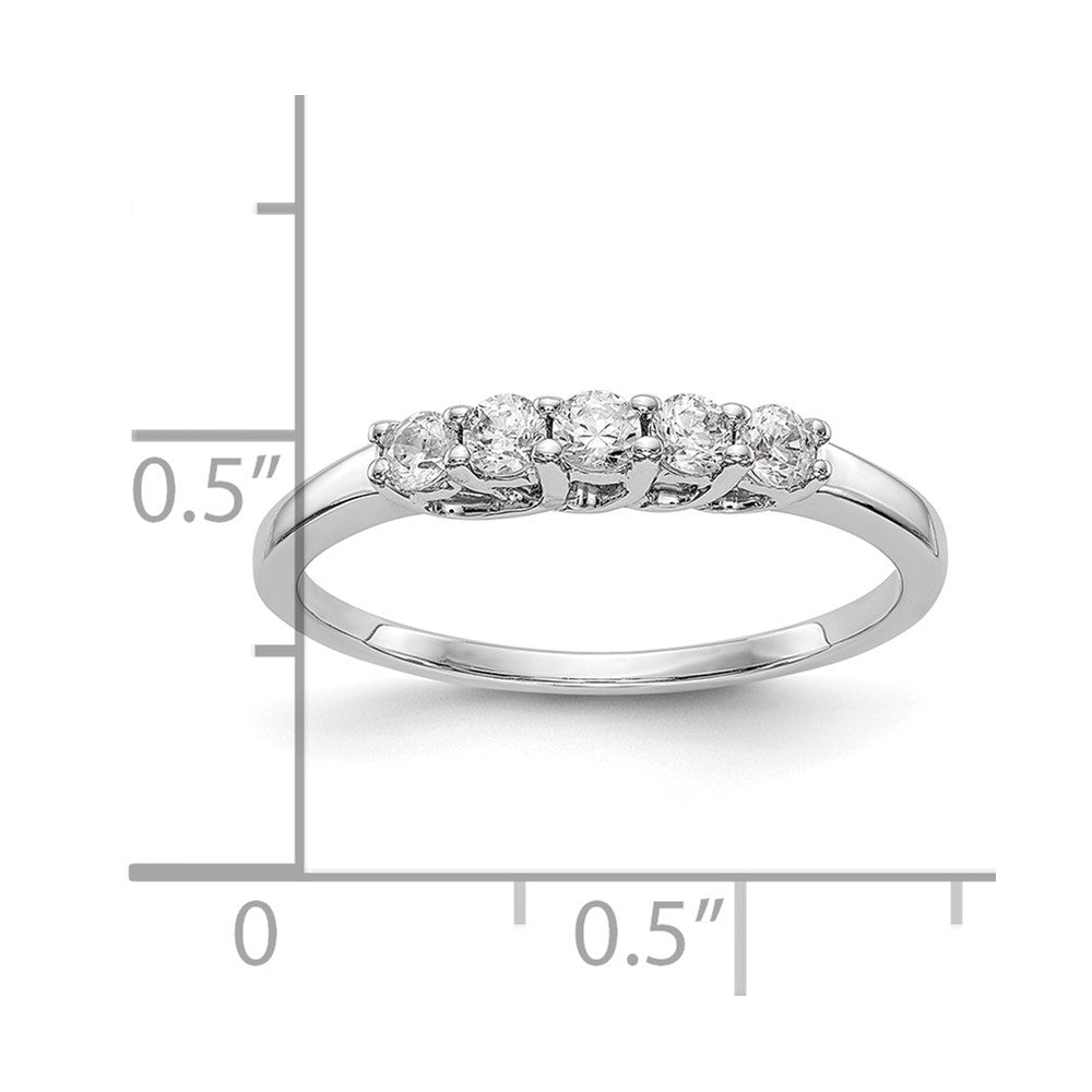 14K White Gold 5-Stone Shared Prong 1/4 carat Complete Round Diamond Band