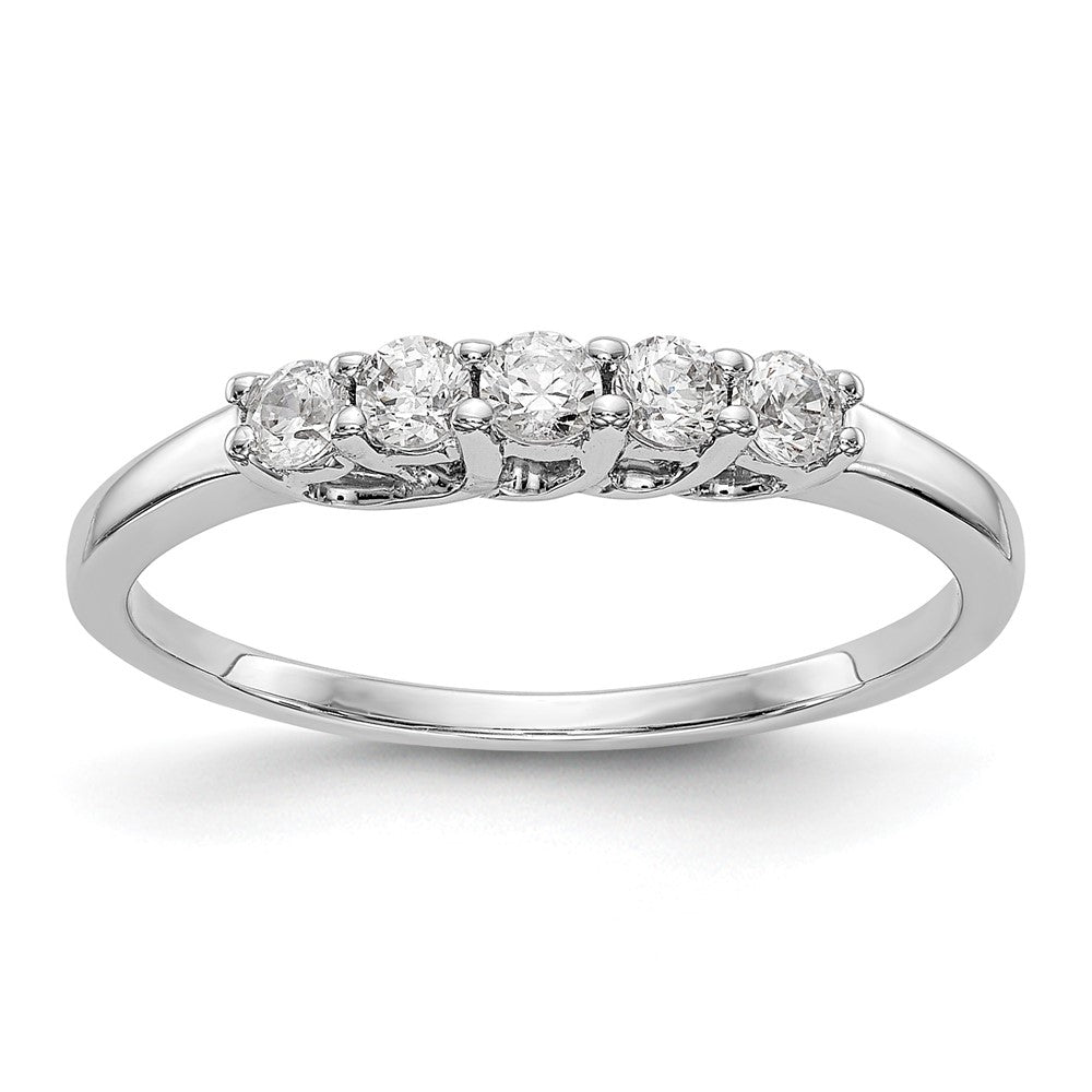 14K White Gold 5-Stone Shared Prong 1/4 carat Complete Round Diamond Band